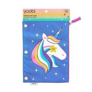 Yoobi Unicorn Binder Zip Case With 3-Ring Holes & Zippered Pouch For School Supp